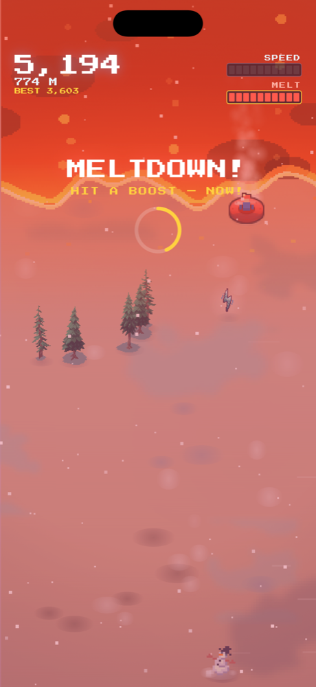 TUBER gameplay, outrunning the lava